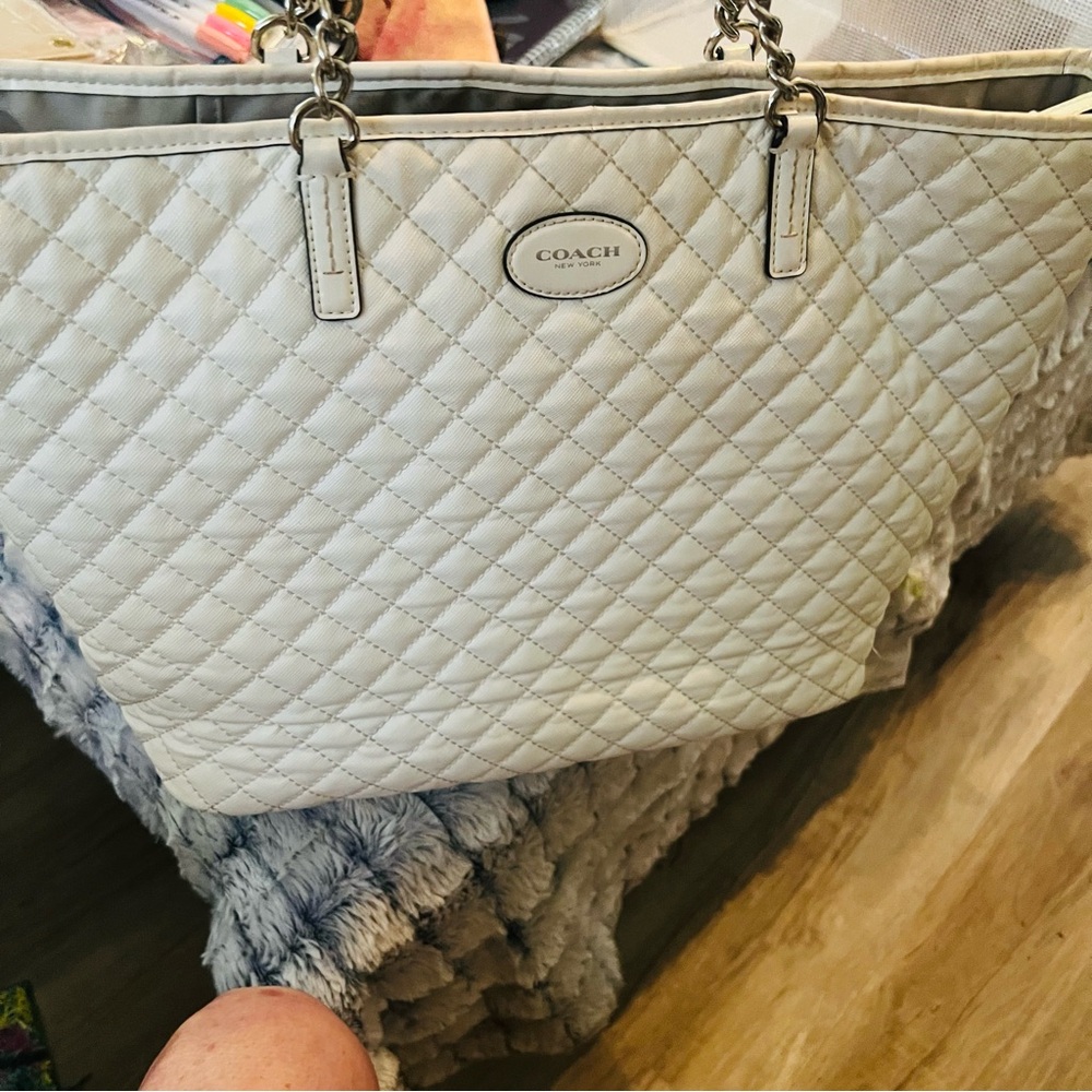 Coach Quilted White Tote Bag